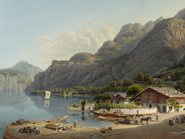 Blick auf einen Teil des Hafens von Flüelen und auf den Urnersee.