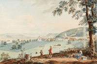 Kehrsatz, Gesamtansicht von Norden mit Obstgärten und Feldern